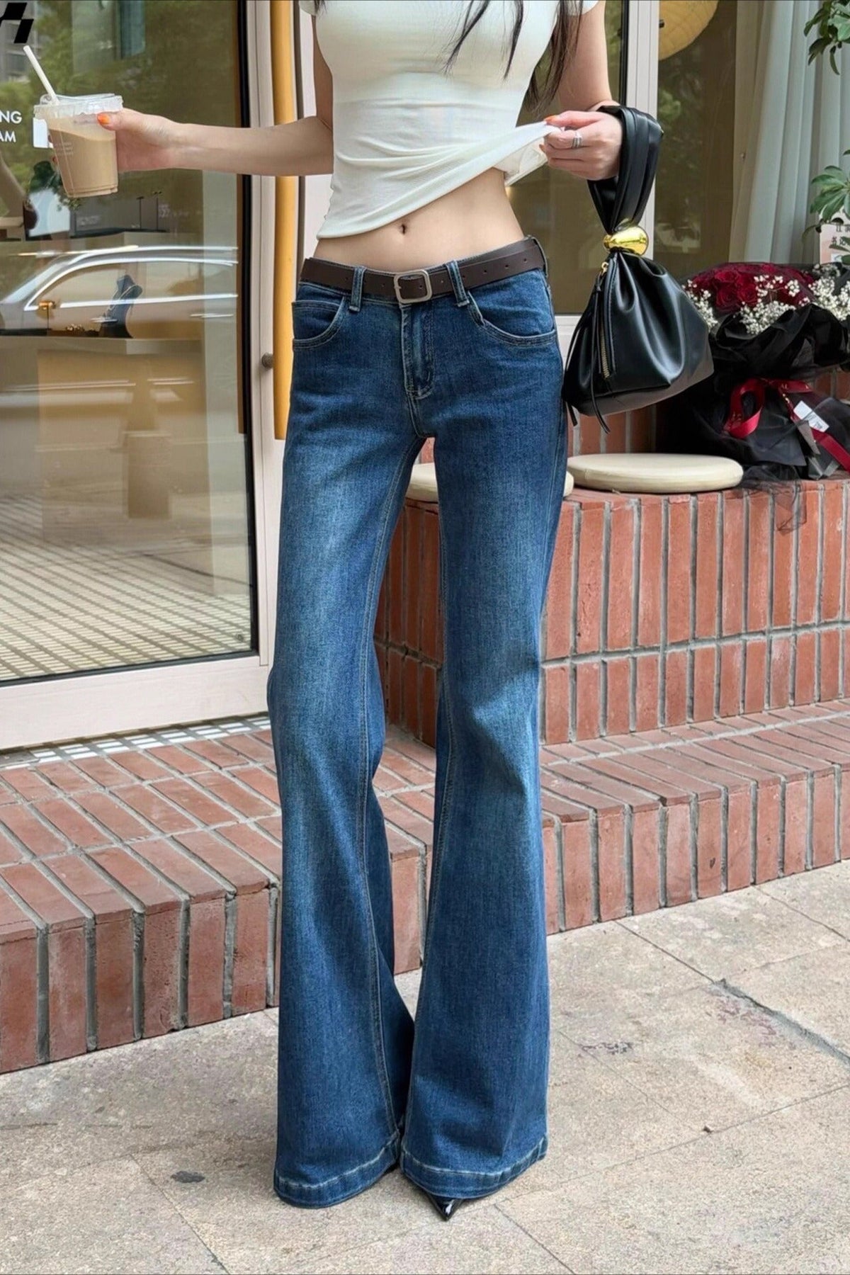 Jeans mit niedriger Taille in Blau aus Baumwolle