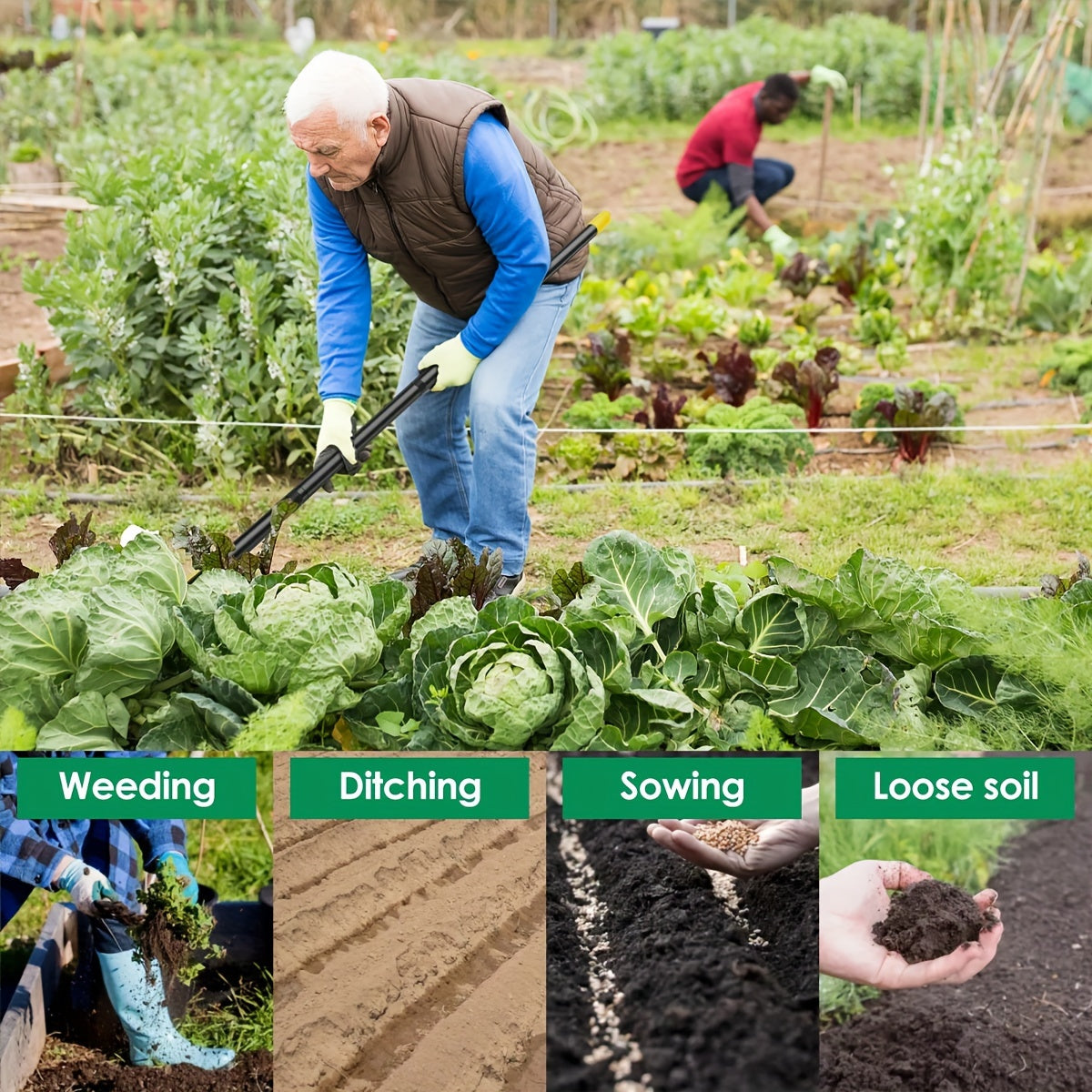 Edelstahl Ergonomisches Gartenwerkzeug mit Dreieckigem Kopf – Zum Unkrautjäten sowie Bodenbearbeitung
