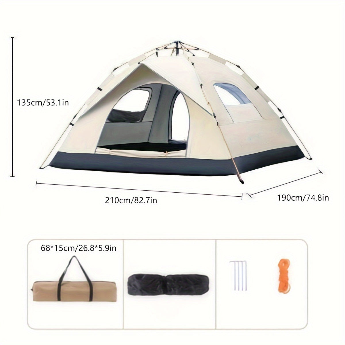 QuickCamp Zelt - Schnell aufzubauendes Zelt inklusive UV-Schutz für 4 Personen