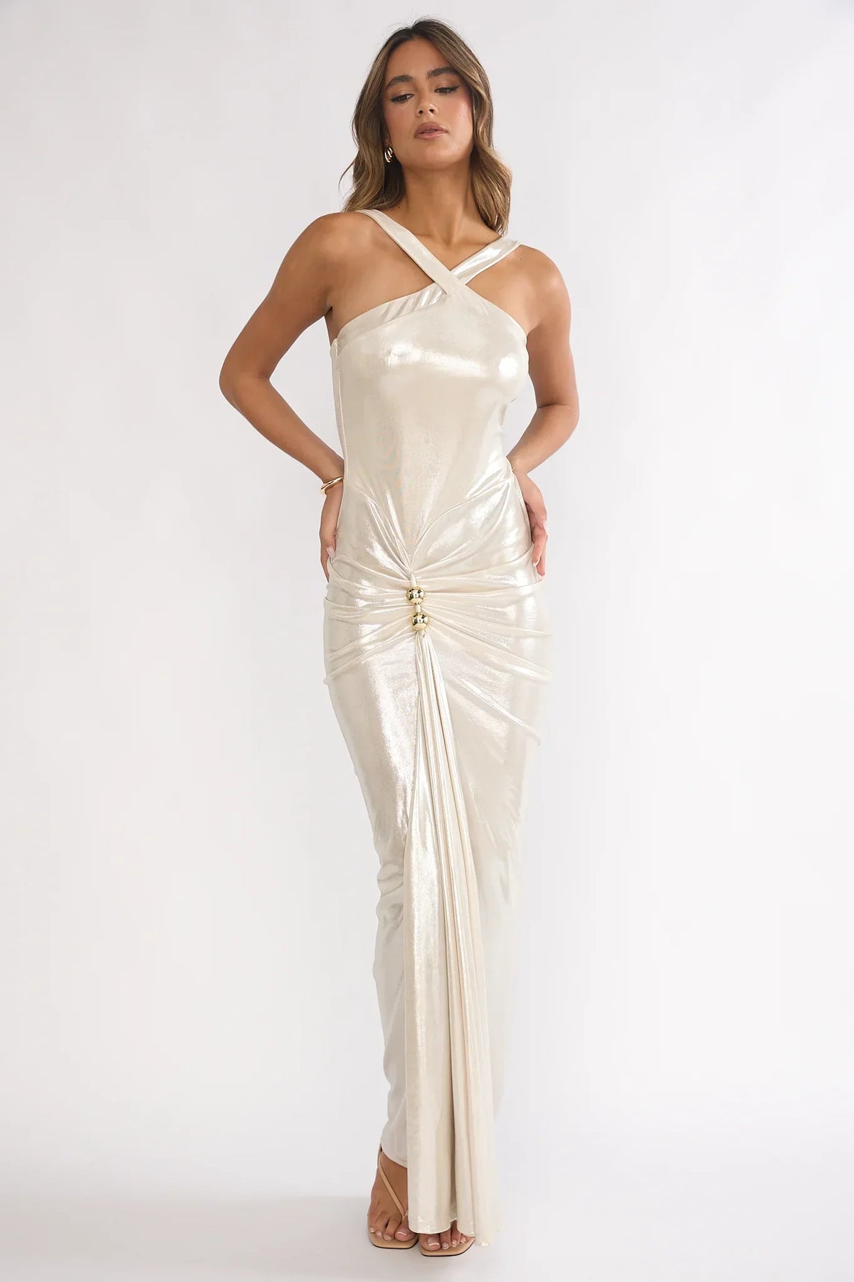 Damen Abendkleid mit Neckholder und Drapierung