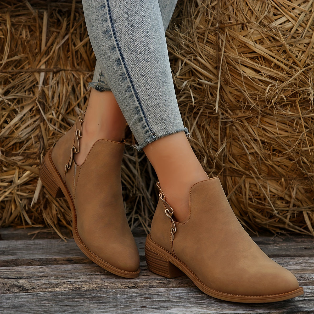 Stiefeletten mit Blockabsatz