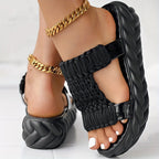 Bequeme Damen Sandalen mit Geflochtenem Obermaterial sowie Plattformsohle