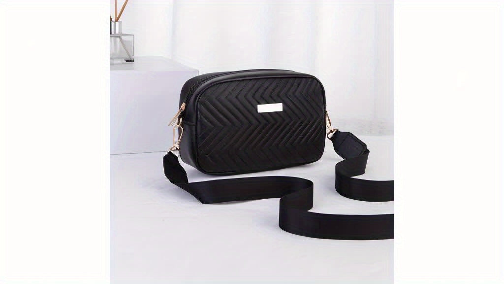 Elegante leicht Damenhandtasche – Gestreift und Gepolstert mit Goldener Hardware