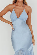 Aysah – Chiffon-Maxikleid mit Neckholder und Kristallen