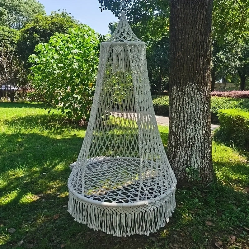 BohoSwing Handgewebter Hängesessel – Entspannte Boho-Vibes