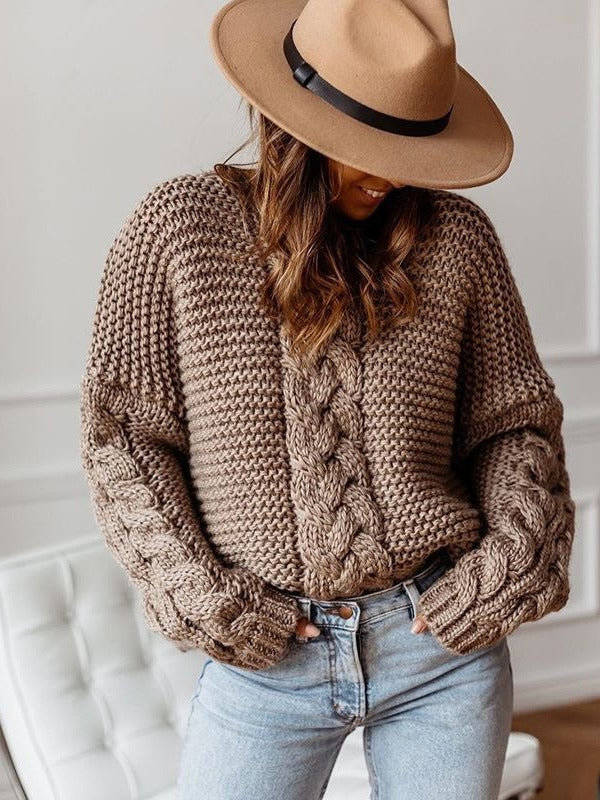 Pullover mit V-Ausschnitt und Strickstruktur