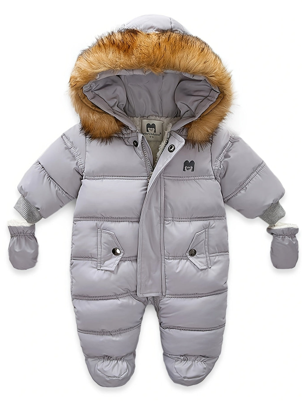 Snowy Baby Strampler – Warmer Winter-Overall inklusive Kapuze für draußen
