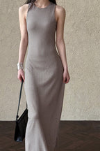 Ärmelloses Maxikleid in Grau