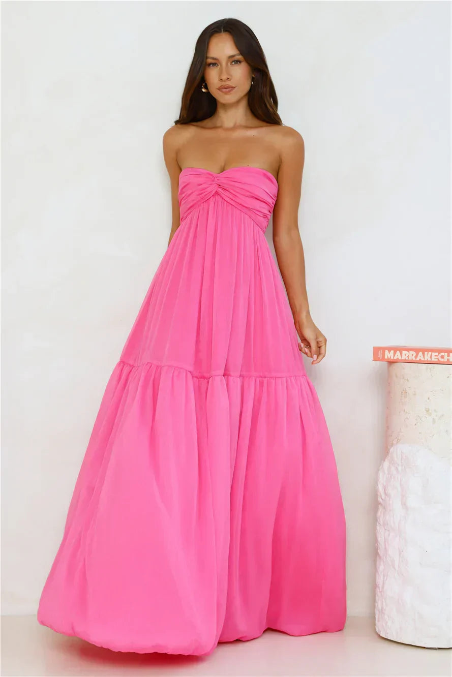 Damen Bandeau-Maxikleid mit Raffdetail