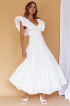 Kahlo – Maxikleid mit Puffärmeln und Rüschen