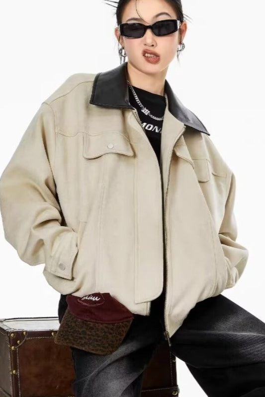 Jacke mit Patchwork und Wildleder