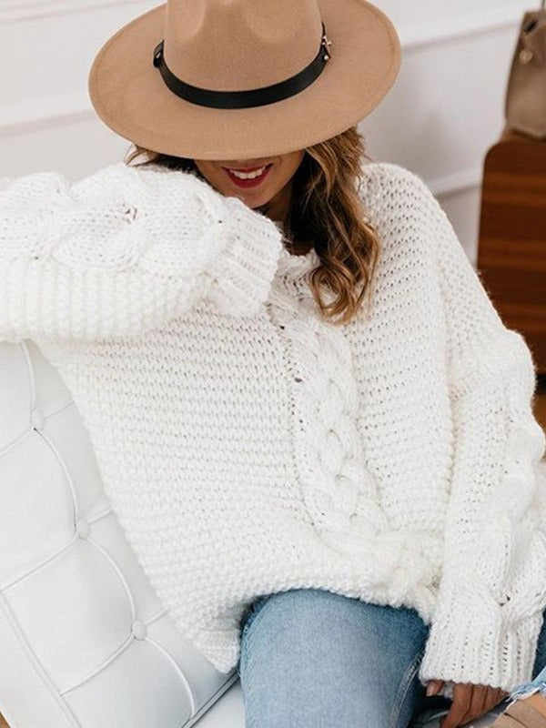 Pullover mit V-Ausschnitt und Strickstruktur