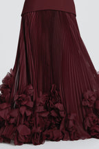 Spitzen-Maxikleid mit Falten und Korsett-Schnürung
