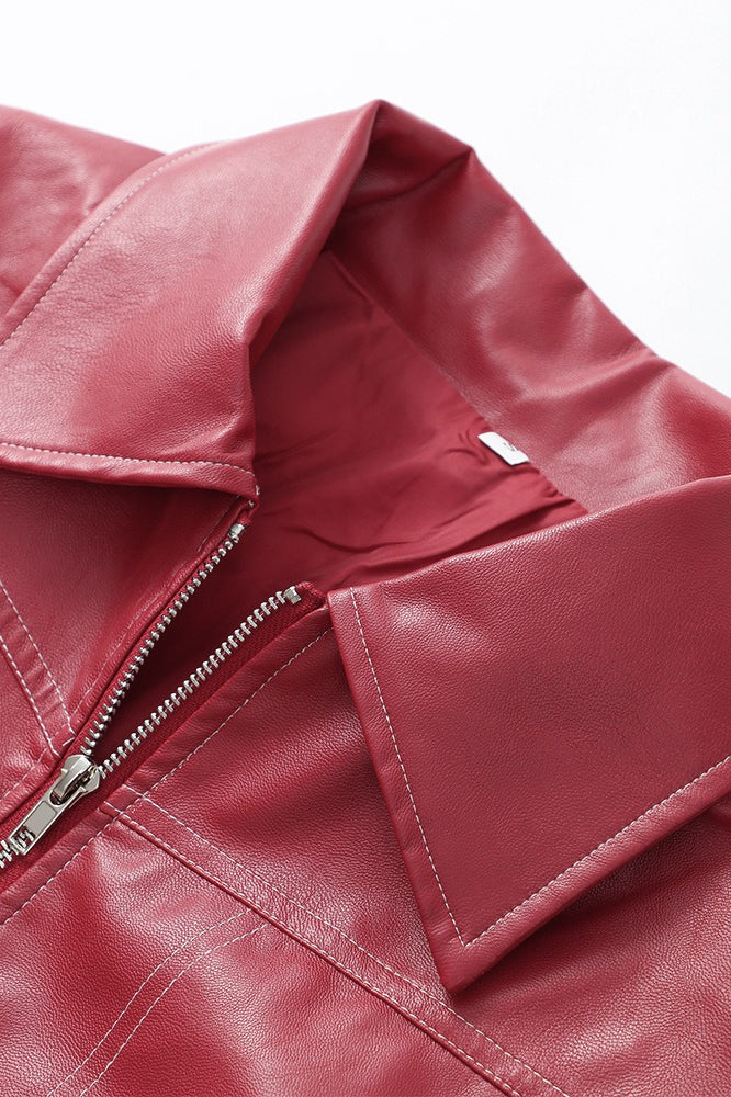 Jacke mit Reißverschluss, Farbblockmuster und Kunstleder