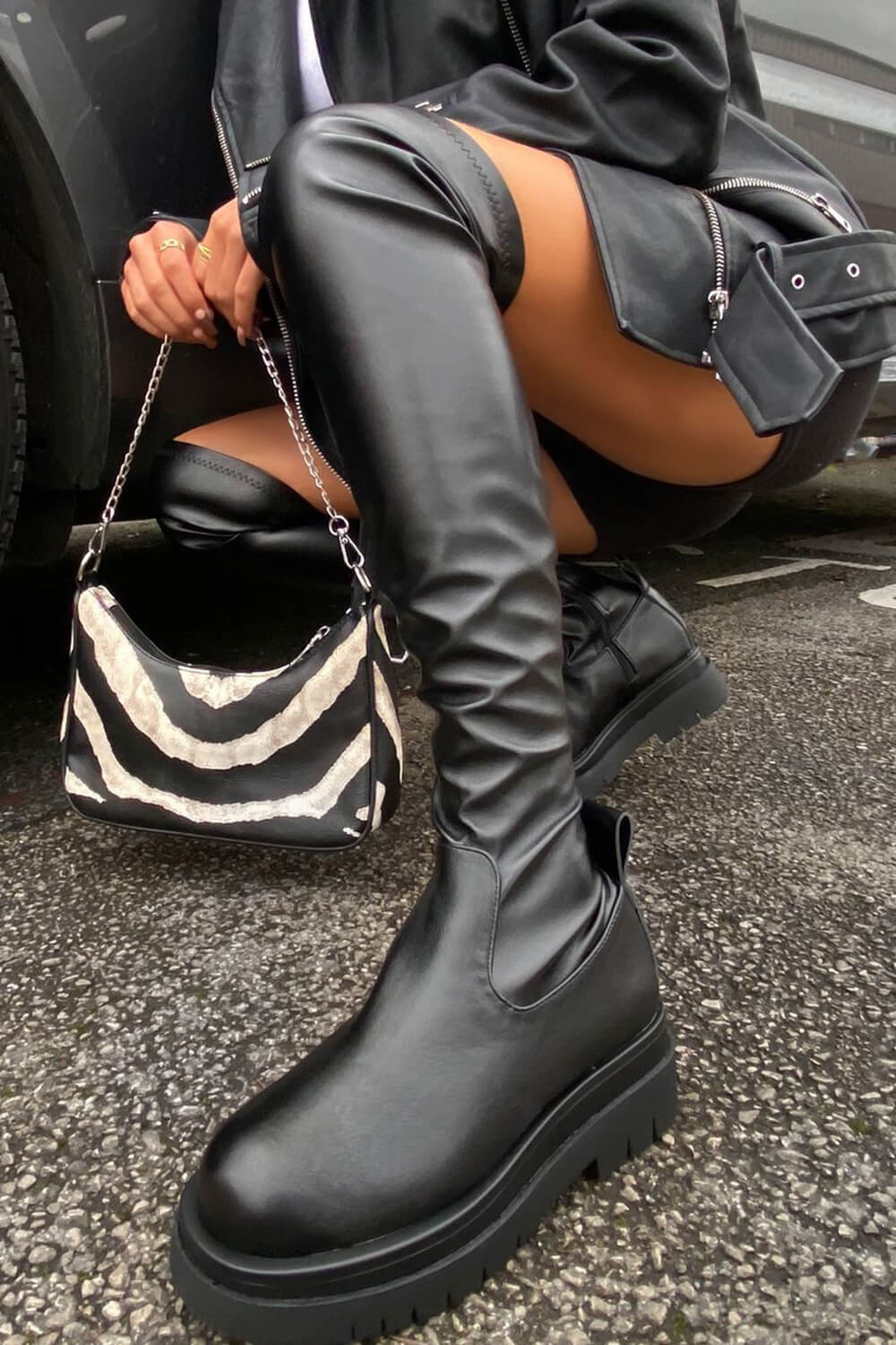 Overknee-Stiefel in Lederoptik