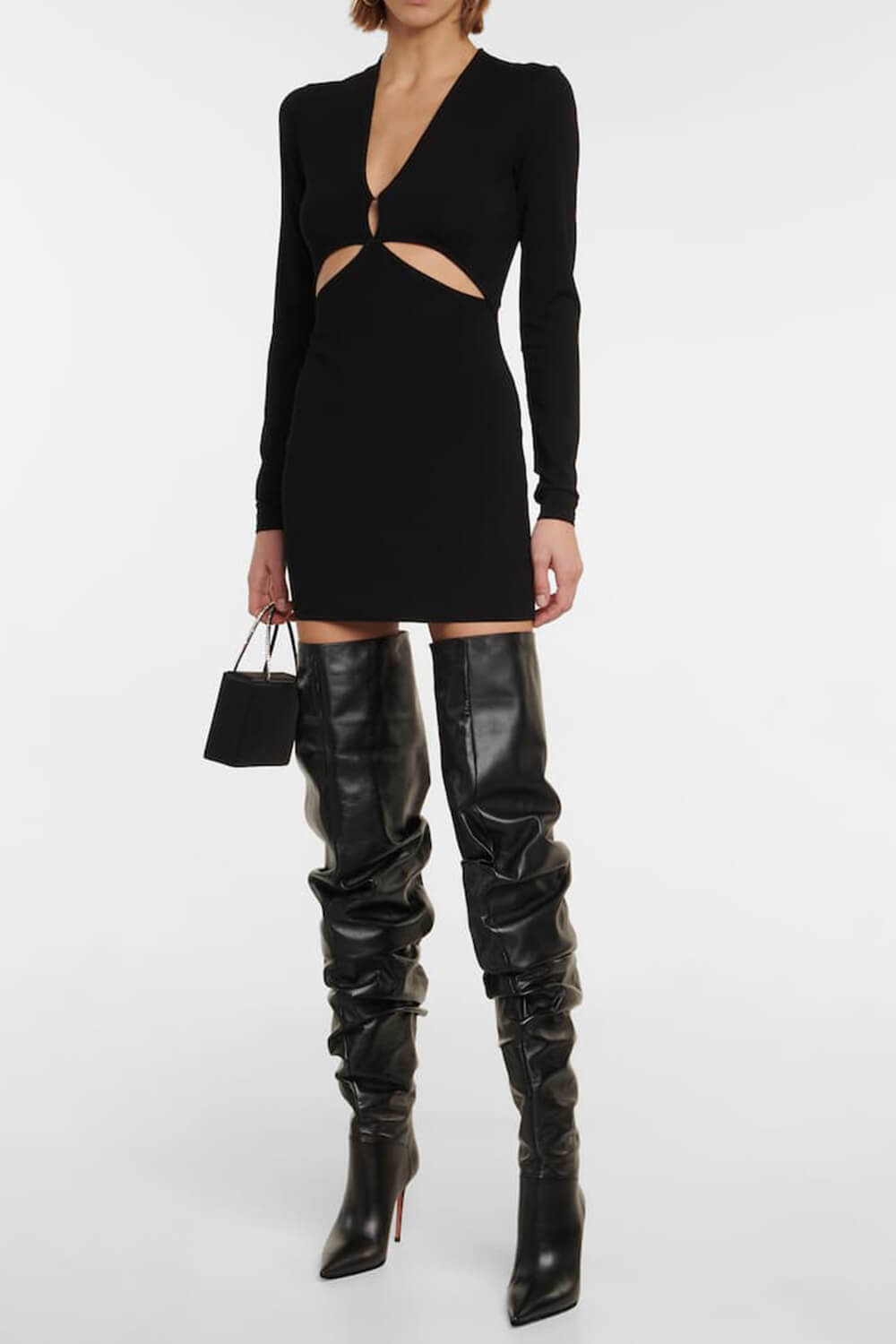 Overknee-Stiefel mit Raffung und spitzer Zehenpartie