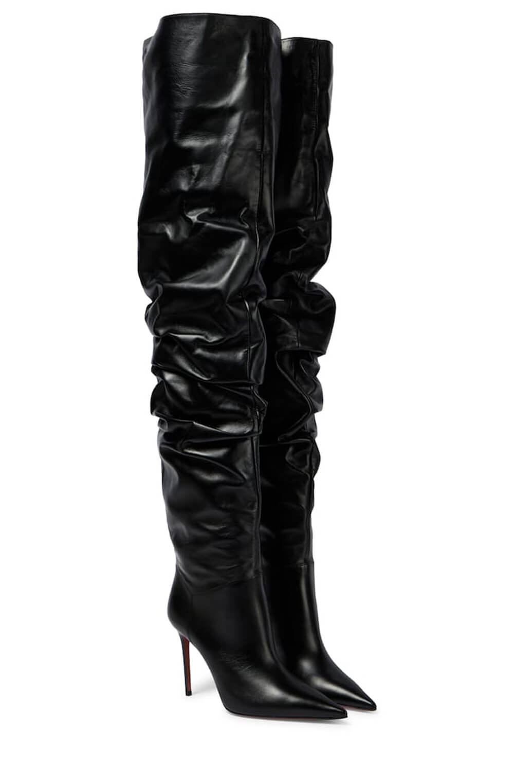 Overknee-Stiefel mit Raffung und spitzer Zehenpartie