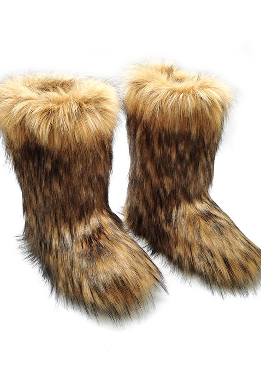 Wadenhohe Stiefel mit Kunstfell – Braun