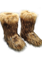 Wadenhohe Stiefel mit Kunstfell – Braun