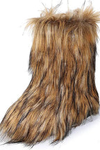 Wadenhohe Stiefel mit Kunstfell – Braun