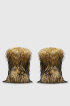 Wadenhohe Stiefel mit Kunstfell – Braun