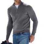 Klassischer Zip-Up Strickpullover: Bequeme Herren-Essential