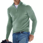 Klassischer Zip-Up Strickpullover: Bequeme Herren-Essential