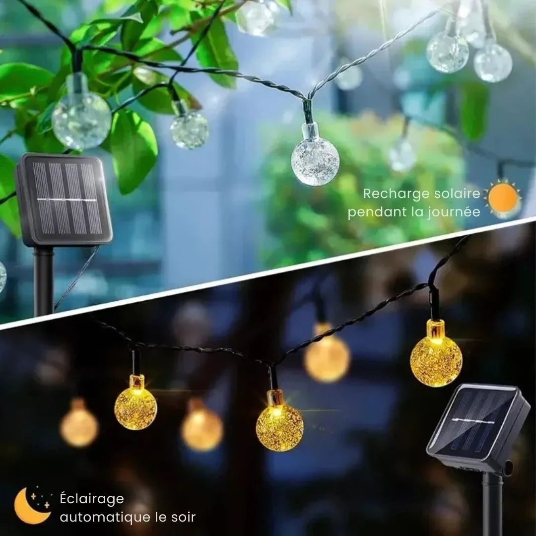 Solar LED Lichterkette mit Kugeln – Warm und Behaglich