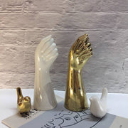 Weiße Vase + Goldener Vogel