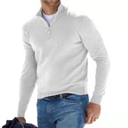 Klassischer Zip-Up Strickpullover: Bequeme Herren-Essential