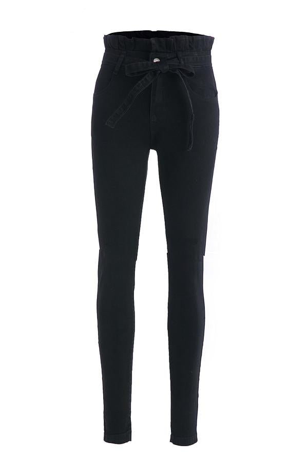 High-Waist Skinny-Jeans mit Gürtel
