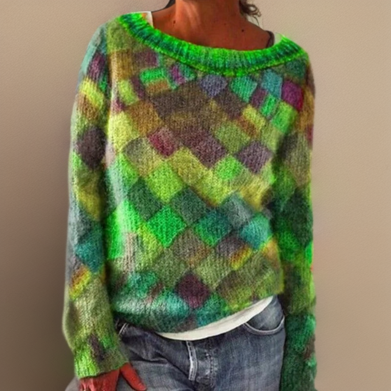 Bequemer, locker sitzender Pullover mit Rautenmuster