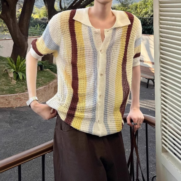 Lässiger Streifen Strickpullover – Bequem sowie Luftig