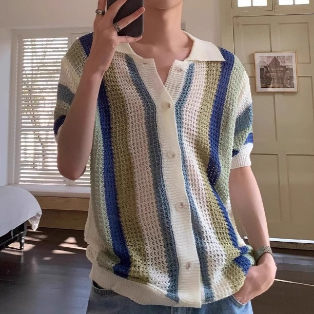 Lässiger Streifen Strickpullover – Bequem sowie Luftig