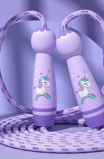 Unicorn Springseil - Gemütliches Springseil für Kinder inklusive Holzgriffen