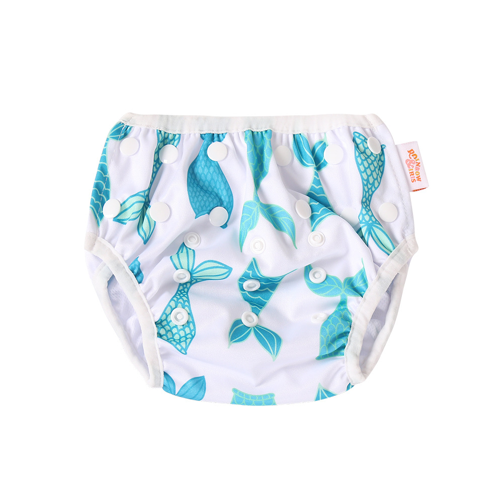Verstellbare waschbare Schwimmwindel für Babys – Auslaufsicher inklusive Fischdruck