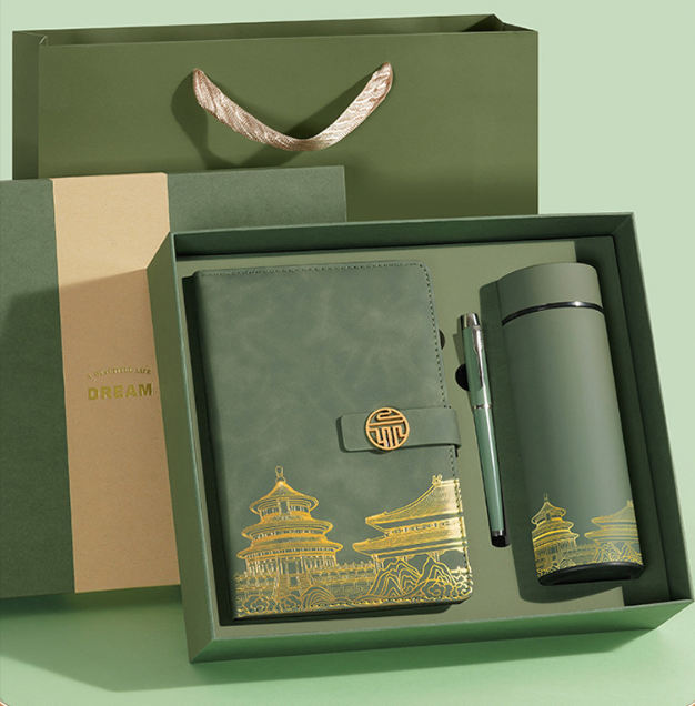 Exklusives Geschenkset Verbotene Stadt – Notizbuch, Thermosflasche sowie Stift in Luxusbox