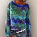 Modischer, Locker Sitzender Pullover Mit Rautenmuster