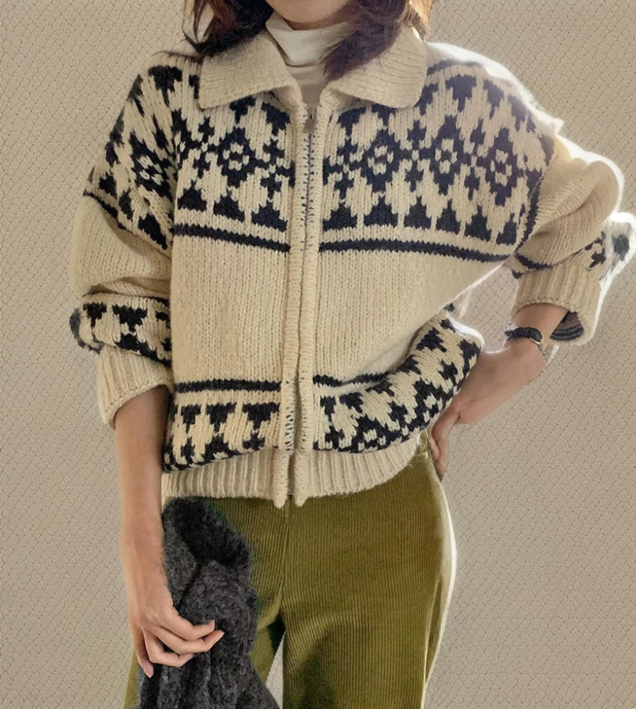 Pullover mit Knopfleiste aus Wolle