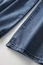 High-Waist Straight-Leg-Jeans mit Knopfleiste