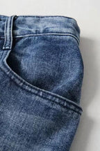 High-Waist Straight-Leg-Jeans mit Knopfleiste
