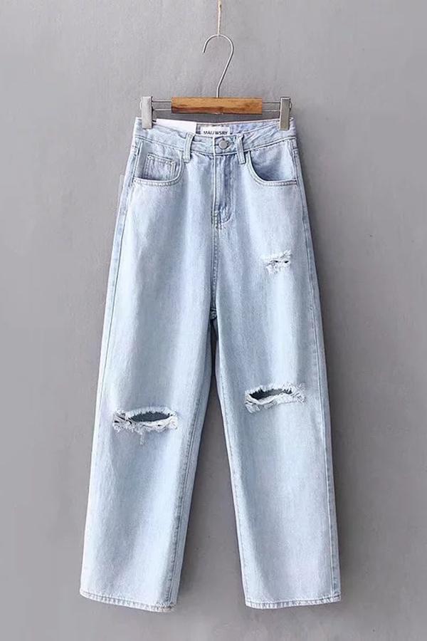 High-Waist Wide-Leg-Jeans mit ausgefranstem Saum