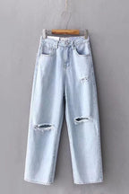 High-Waist Wide-Leg-Jeans mit ausgefranstem Saum