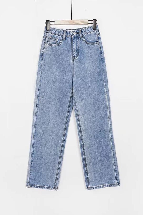 Damen High-Waist Straight-Leg-Jeans