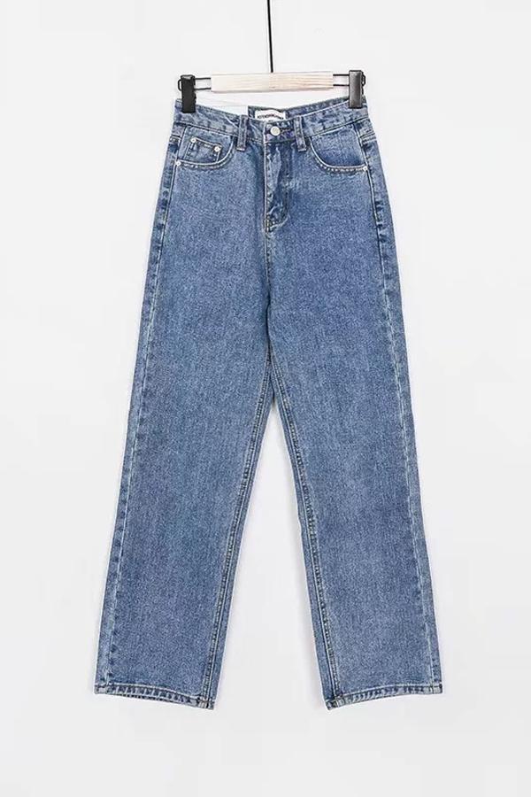 Damen High-Waist Straight-Leg-Jeans