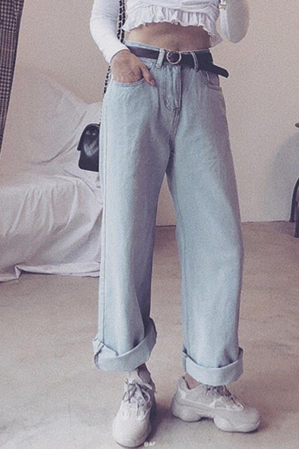 Damen High-Waist Straight-Leg-Jeans