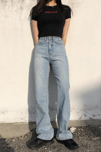 Damen High-Waist Straight-Leg-Jeans