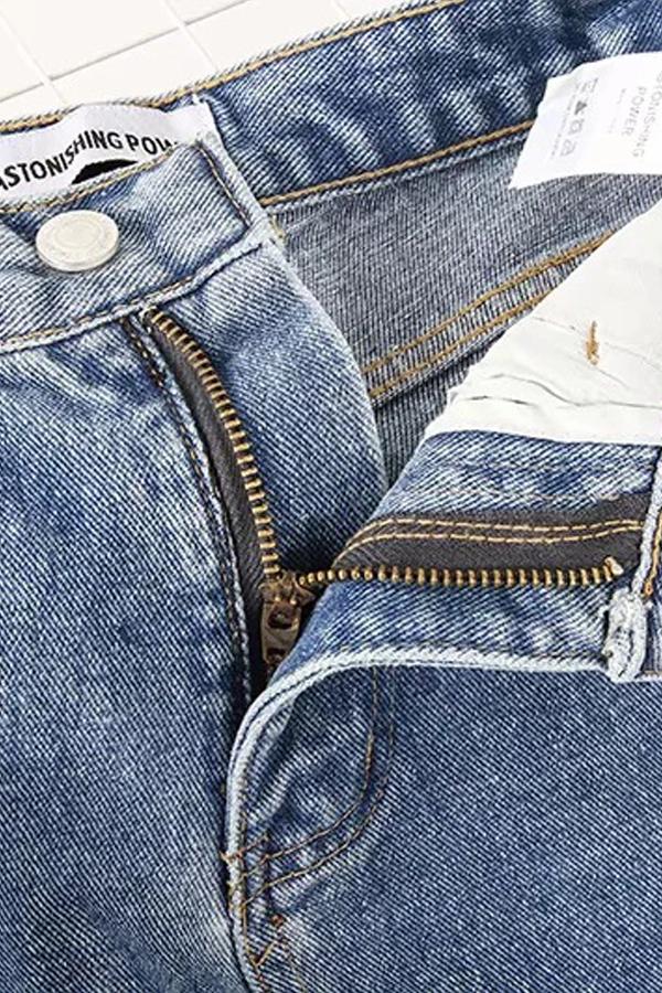 Damen High-Waist Straight-Leg-Jeans