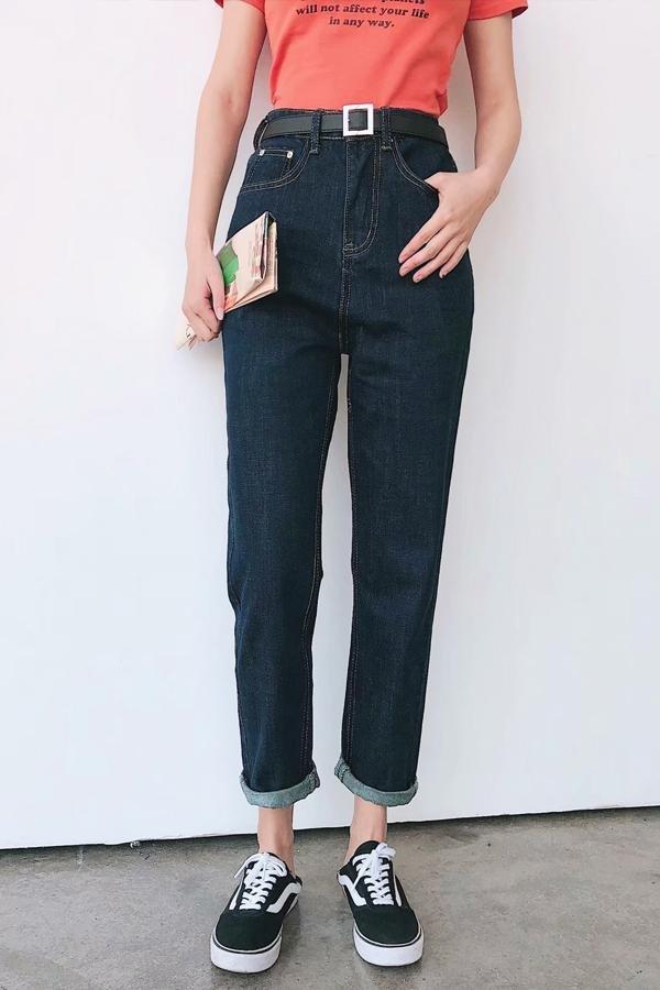 Damen High-Waist Straight-Leg-Jeans