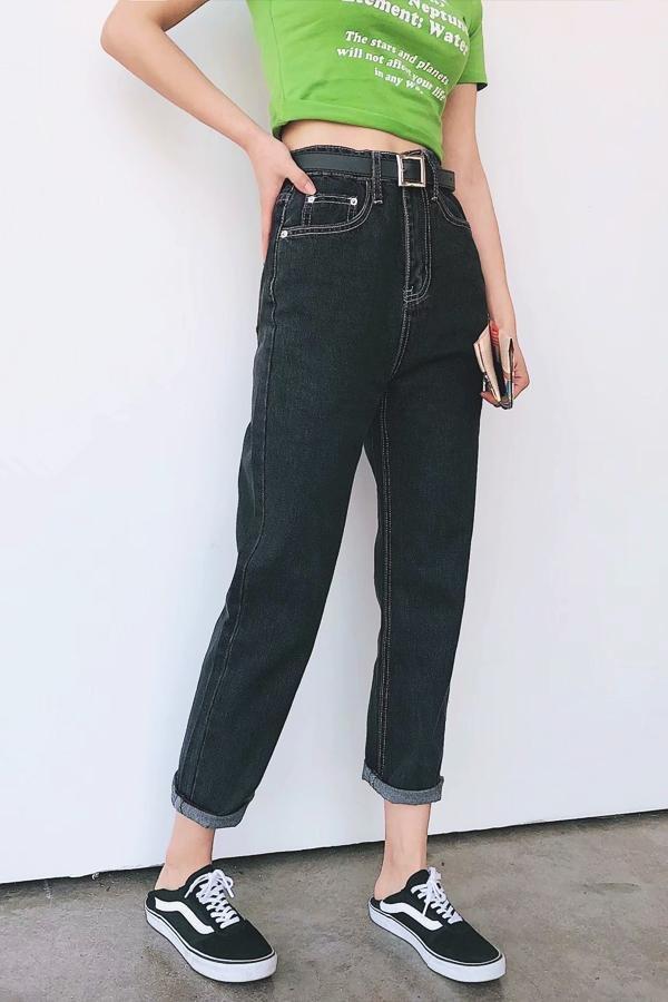Damen High-Waist Straight-Leg-Jeans